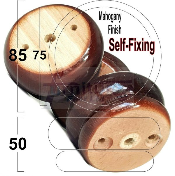 4x SOLID WOODEN FURNITURE LEGS CHAIR REPLACEMENT BUN FEET 50mm HIGH Self-Fixing - Image 24