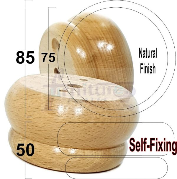 4x SOLID WOODEN FURNITURE LEGS CHAIR REPLACEMENT BUN FEET 50mm HIGH Self-Fixing - Image 26