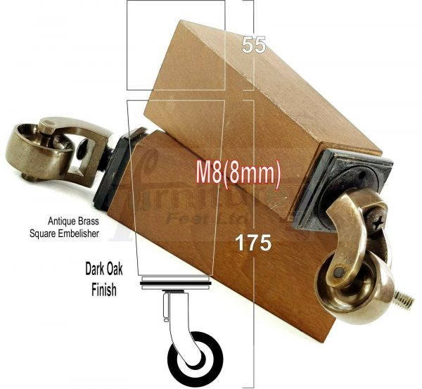 4x Wooden Square Furniture Chair Legs M8(8mm) Replacement Sofa Castor Feet 175mm 7 Inch High - Image 25