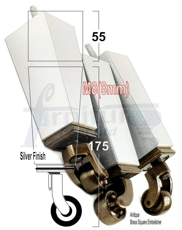 4x Wooden Square Furniture Chair Legs M8(8mm) Replacement Sofa Castor Feet 175mm 7 Inch High - Image 49