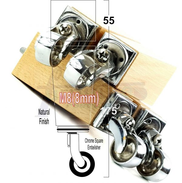 4x Wooden Square Furniture Chair Legs M8(8mm) Replacement Sofa Castor Feet 175mm 7 Inch High - Image 42