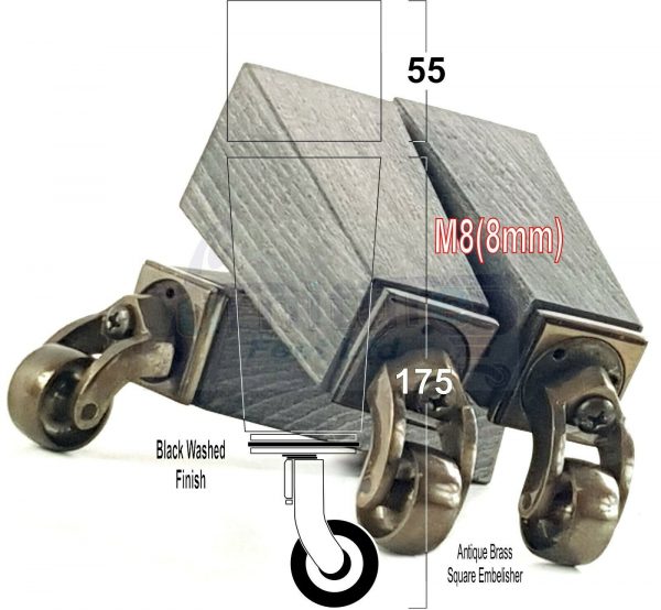 4x Wooden Square Furniture Chair Legs M8(8mm) Replacement Sofa Castor Feet 175mm 7 Inch High - Image 22