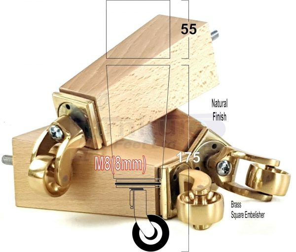 4x Wooden Square Furniture Chair Legs M8(8mm) Replacement Sofa Castor Feet 175mm 7 Inch High - Image 41