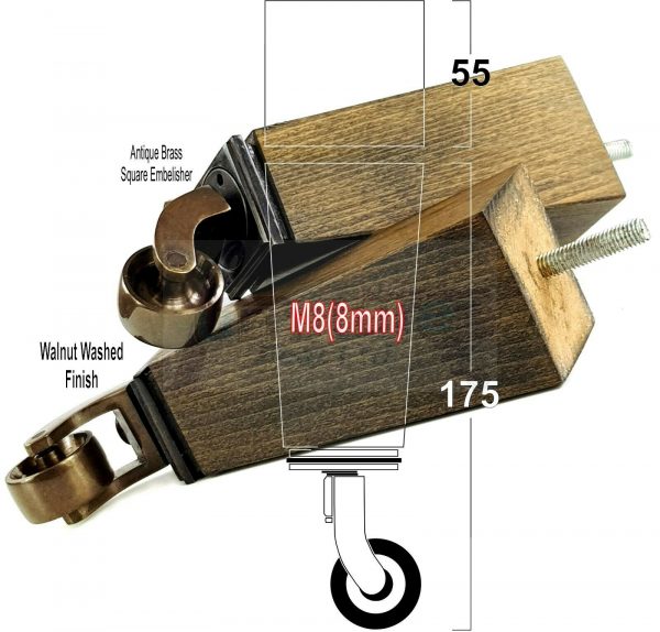 4x Wooden Square Furniture Chair Legs M8(8mm) Replacement Sofa Castor Feet 175mm 7 Inch High - Image 28