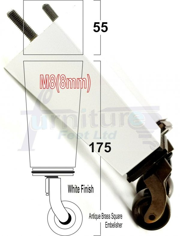 4x Wooden Square Furniture Chair Legs M8(8mm) Replacement Sofa Castor Feet 175mm 7 Inch High - Image 55