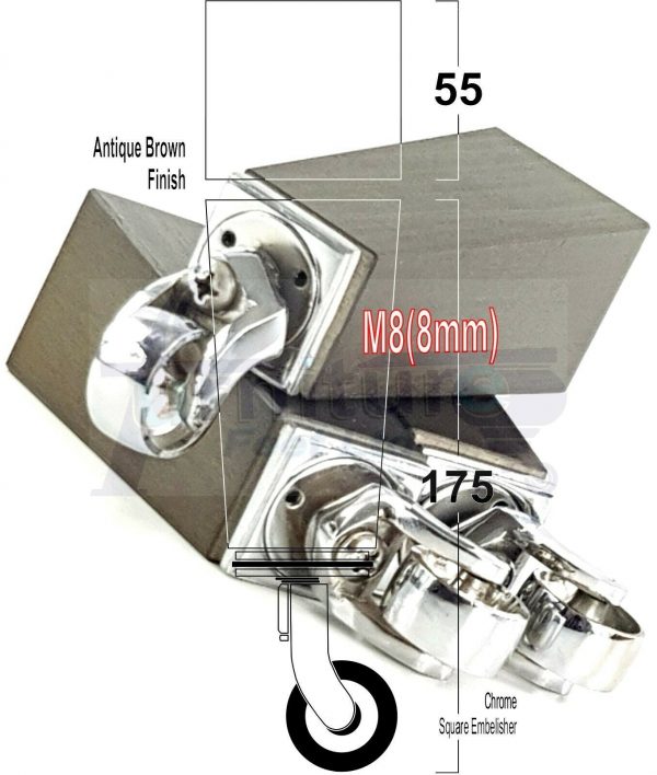 4x Wooden Square Furniture Chair Legs M8(8mm) Replacement Sofa Castor Feet 175mm 7 Inch High - Image 15
