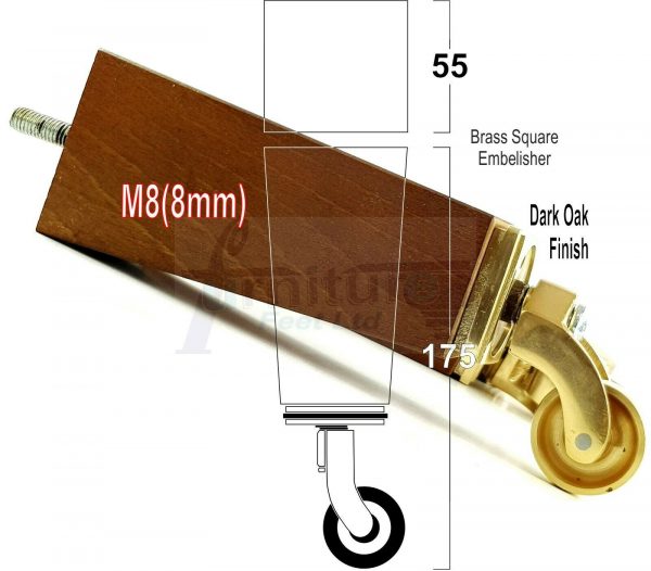 4x Wooden Square Furniture Chair Legs M8(8mm) Replacement Sofa Castor Feet 175mm 7 Inch High - Image 23