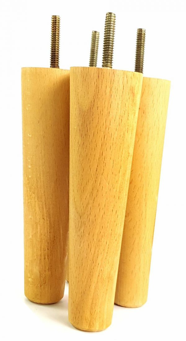 4x WOOD REPLACEMENT FURNITURE CHAIR LEG M8(8mm) TAPERED SETTEE FEET 200mm HIGH - Image 29