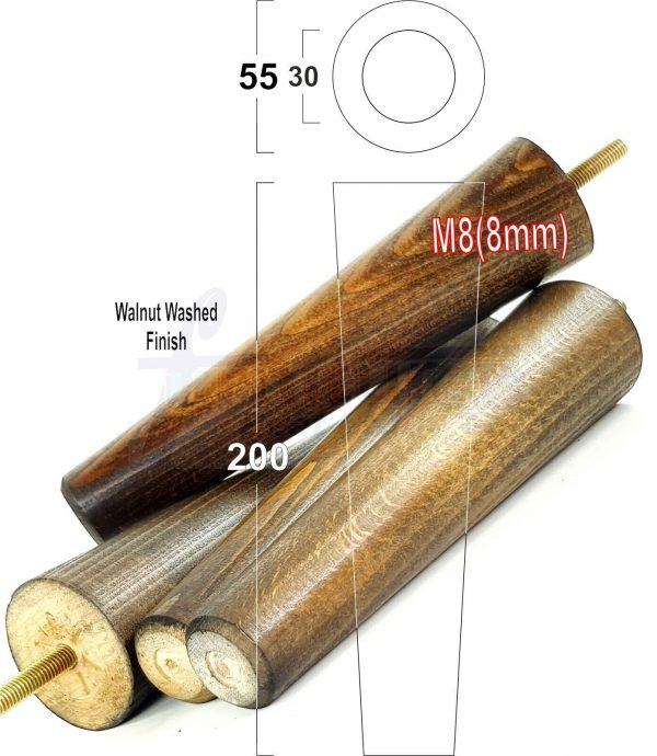 4x WOOD REPLACEMENT FURNITURE CHAIR LEG M8(8mm) TAPERED SETTEE FEET 200mm HIGH - Image 21