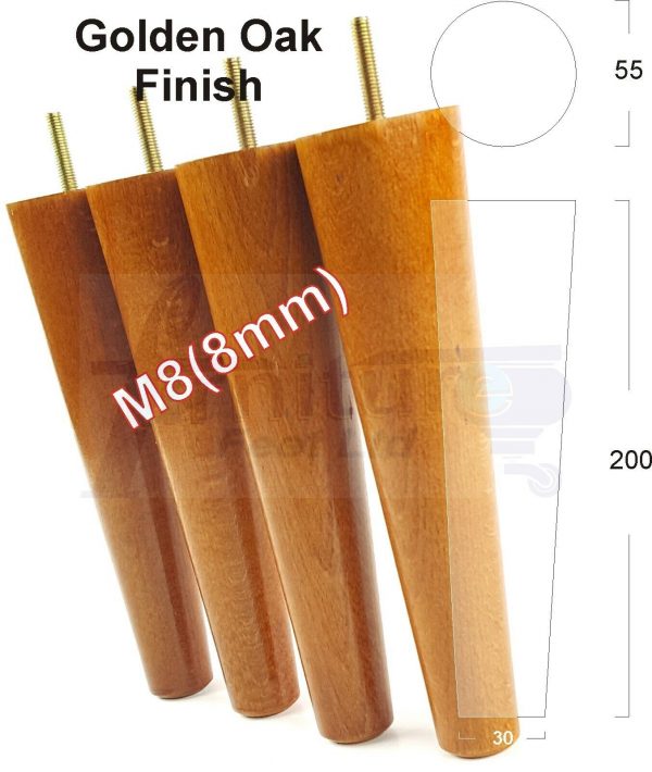 4x WOOD REPLACEMENT FURNITURE CHAIR LEG M8(8mm) TAPERED SETTEE FEET 200mm HIGH - Image 23