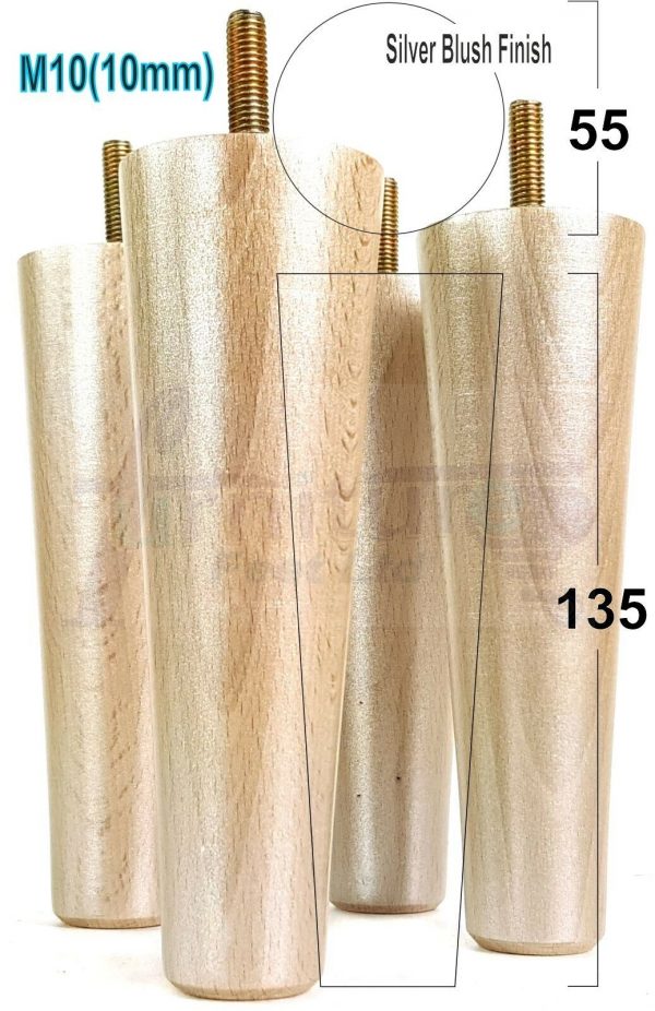 4x WOOD REPLACEMENT FURNITURE CHAIR LEGS M10(10mm) SOFA - SETTEE FEET 135mm HIGH - Image 18