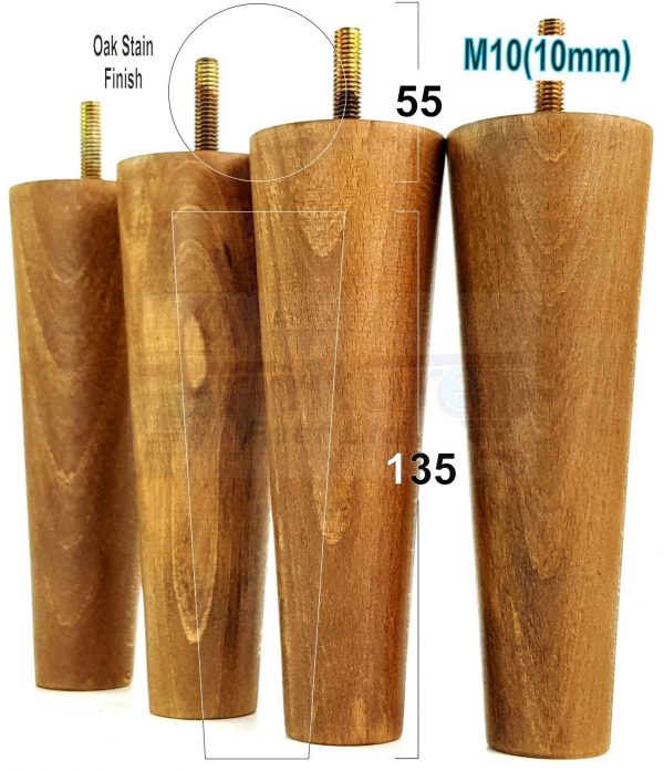 4x WOOD REPLACEMENT FURNITURE CHAIR LEGS M10(10mm) SOFA - SETTEE FEET 135mm HIGH - Image 31