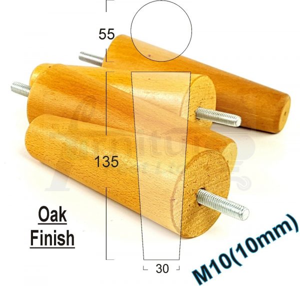 4x WOOD REPLACEMENT FURNITURE CHAIR LEGS M10(10mm) SOFA - SETTEE FEET 135mm HIGH - Image 28