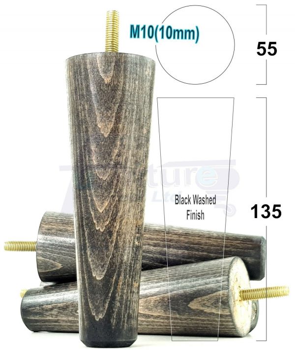 4x WOOD REPLACEMENT FURNITURE CHAIR LEGS M10(10mm) SOFA - SETTEE FEET 135mm HIGH - Image 17