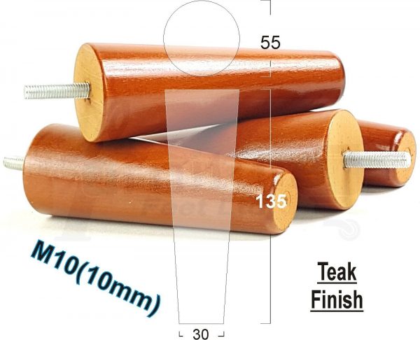 4x WOOD REPLACEMENT FURNITURE CHAIR LEGS M10(10mm) SOFA - SETTEE FEET 135mm HIGH - Image 34