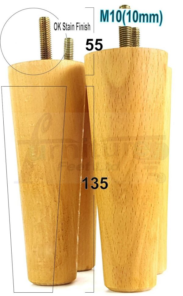 4x WOOD REPLACEMENT FURNITURE CHAIR LEGS M10(10mm) SOFA - SETTEE FEET 135mm HIGH - Image 29