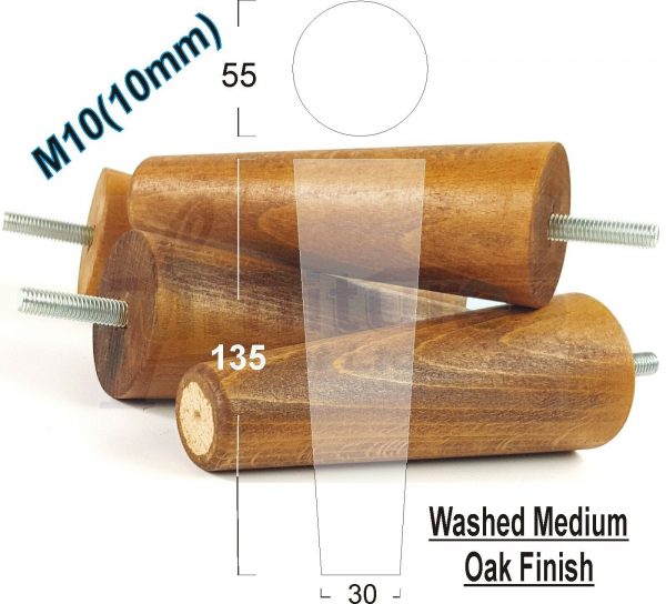 4x WOOD REPLACEMENT FURNITURE CHAIR LEGS M10(10mm) SOFA - SETTEE FEET 135mm HIGH - Image 26
