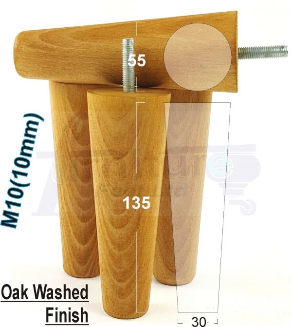 4x WOOD REPLACEMENT FURNITURE CHAIR LEGS M10(10mm) SOFA - SETTEE FEET 135mm HIGH - Image 30