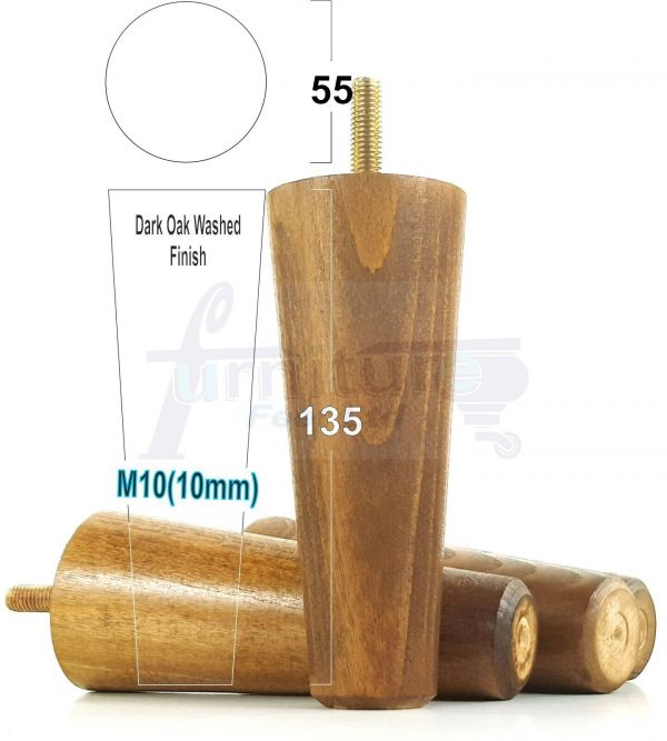 4x WOOD REPLACEMENT FURNITURE CHAIR LEGS M10(10mm) SOFA - SETTEE FEET 135mm HIGH - Image 20