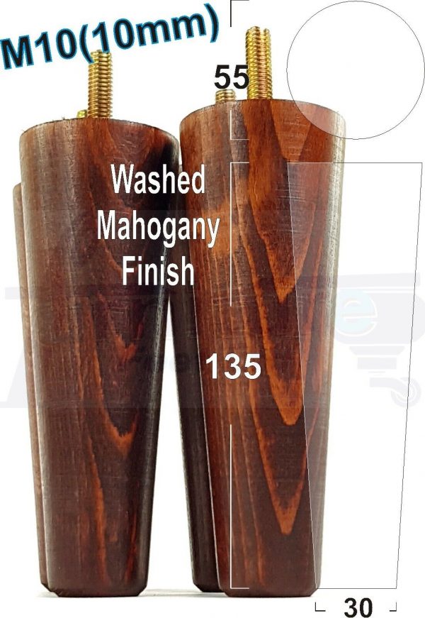 4x WOOD REPLACEMENT FURNITURE CHAIR LEGS M10(10mm) SOFA - SETTEE FEET 135mm HIGH - Image 25