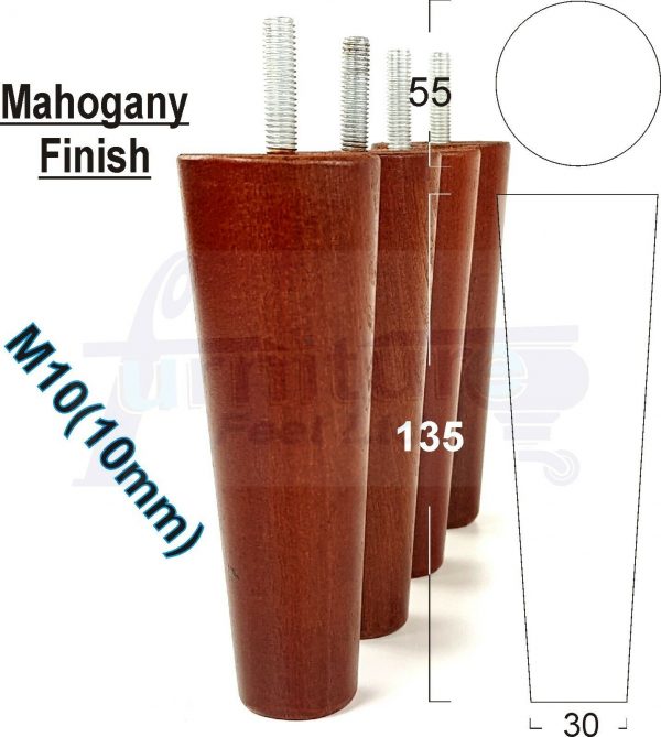 4x WOOD REPLACEMENT FURNITURE CHAIR LEGS M10(10mm) SOFA - SETTEE FEET 135mm HIGH - Image 24