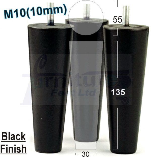 4x WOOD REPLACEMENT FURNITURE CHAIR LEGS M10(10mm) SOFA - SETTEE FEET 135mm HIGH - Image 16