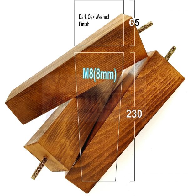 Square Wood Legs Replacement Furniture Feet 100 - 240mm High M8 Dark OakWash - Image 19