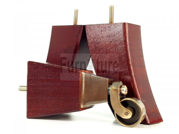 2x Cuved Wood Furniture Chair Legs & 2x Brass Castor Sofa Settee Feet 150mm High - Image 7