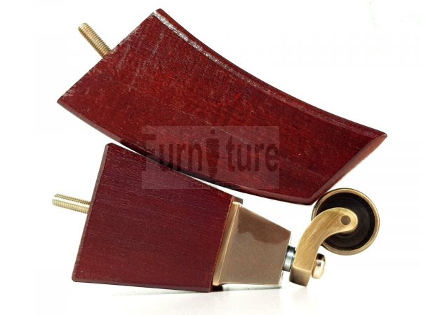 2x Cuved Wood Furniture Chair Legs & 2x Brass Castor Sofa Settee Feet 150mm High - Image 9