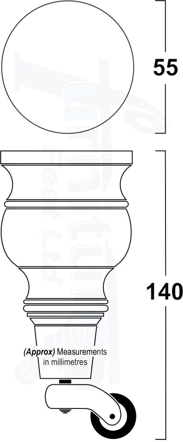 4 Castor Wood Furniture Sofa Legs M8 Replacment Chairs Settees Feet 140mm High - Image 3