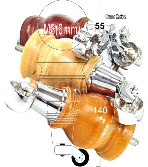 4 Castor Wood Furniture Sofa Legs M8 Replacment Chairs Settees Feet 140mm High