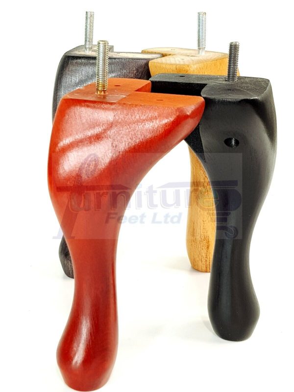 4 Queen Anne Wood Chair Legs 150mm High Replacement Furniture Feet Sofas M8(8mm) - Image 3