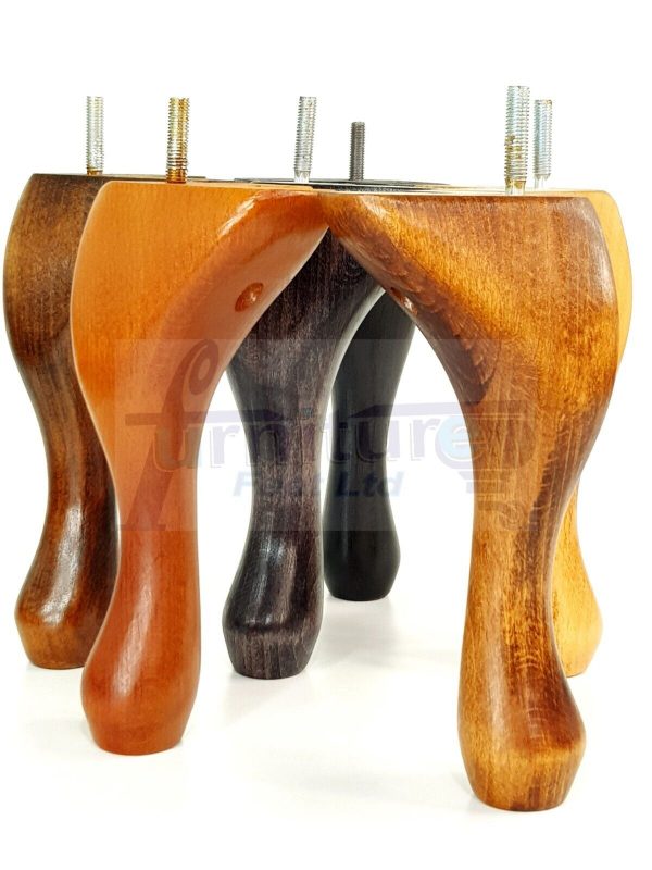 4 Queen Anne Wood Chair Legs 150mm High Replacement Furniture Feet Sofas M8(8mm) - Image 4