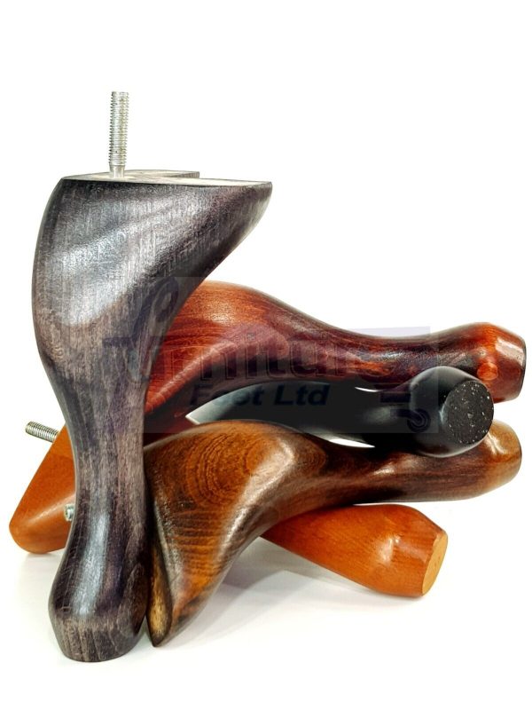 4 Queen Anne Wood Chair Legs 150mm High Replacement Furniture Feet Sofas M8(8mm) - Image 5
