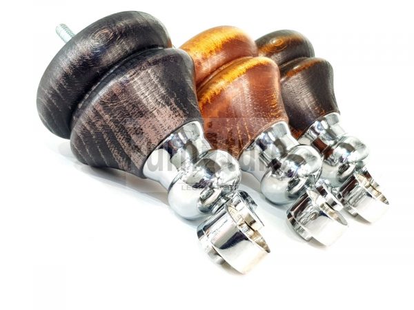 4x Chrome Castor Leg Wood Replacement Furniture Feet Chairs Settee Sofa 150mm M8 - Image 4