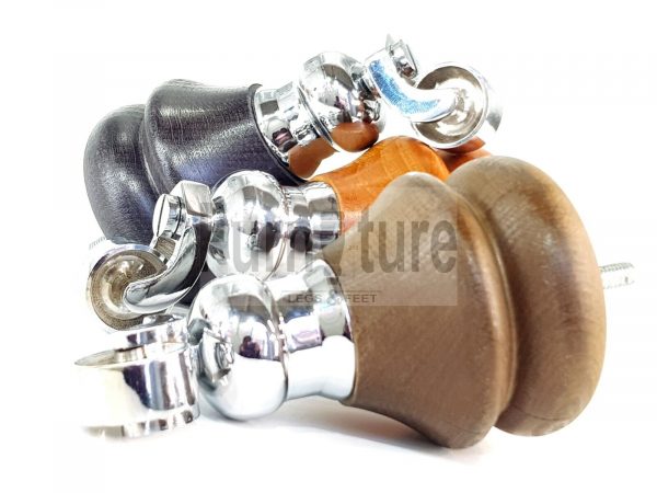 4x Chrome Castor Leg Wood Replacement Furniture Feet Chairs Settee Sofa 150mm M8 - Image 5