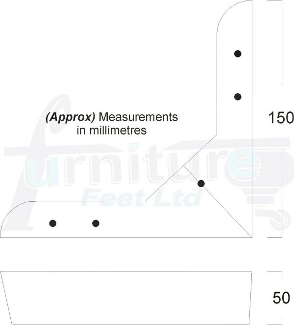 4x FURNITURE SOFA FEET METAL CORNER SETTEE - CHAIR LEGS 50mm HIGH (Pre-Drilled) - Image 3