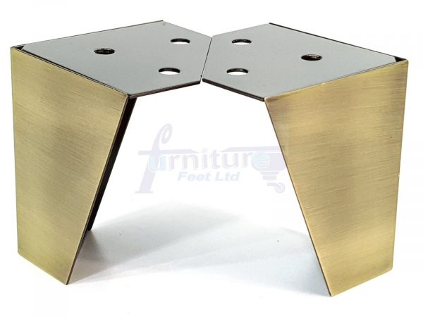 4x METAL FURNITURE LEGS 90mm HIGH SELF FIXING FEET CHAIR CABINETS BRUSHED BRASS - Image 3