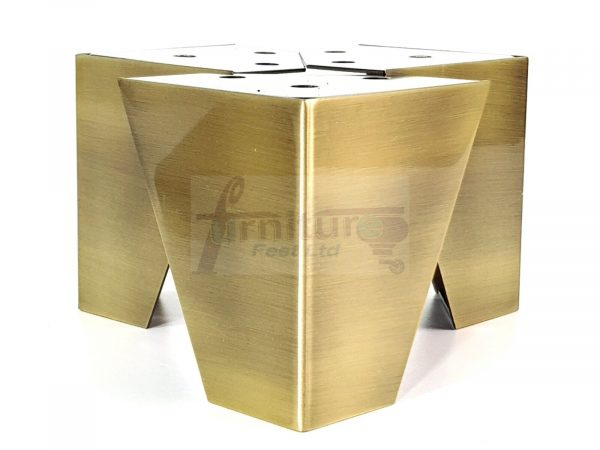 4x METAL FURNITURE LEGS 90mm HIGH SELF FIXING FEET CHAIR CABINETS BRUSHED BRASS - Image 4