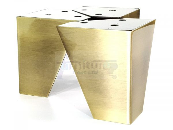4x METAL FURNITURE LEGS 90mm HIGH SELF FIXING FEET CHAIR CABINETS BRUSHED BRASS - Image 5