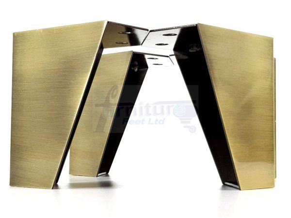 4x METAL FURNITURE LEGS 90mm HIGH SELF FIXING FEET CHAIR CABINETS BRUSHED BRASS - Image 6