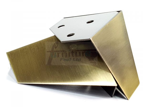 4x METAL FURNITURE LEGS 90mm HIGH SELF FIXING FEET CHAIR CABINETS BRUSHED BRASS - Image 9