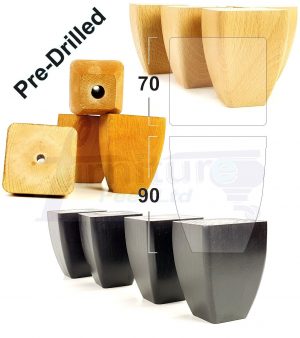 4x Replacement Wood Furniture Sofa Legs Chair Settee Feet 90mm High (Self-Fix)