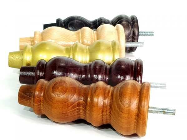 4x Solid Wood Furniture Legs M8(8mm) Chair Replacement Turned Bun Feet 160mm High - Image 10