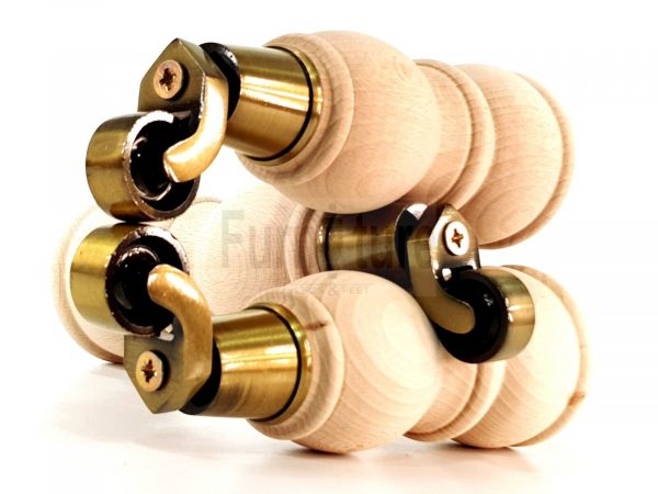 4x Solid Wood With Brass Castors Furniture Chair Legs M8 Sofa Settee Feet 205mm - Image 5