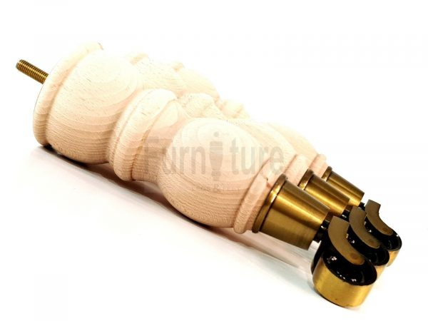 4x Solid Wood With Brass Castors Furniture Chair Legs M8 Sofa Settee Feet 205mm - Image 8