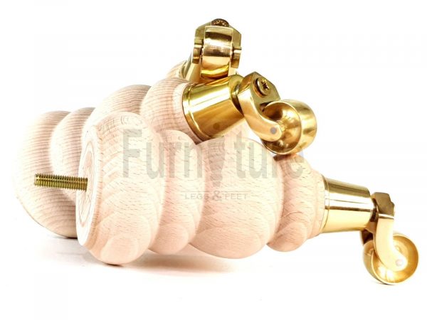 4x Turned Wood Furniture Castor Leg M8 Replacement Feet Chairs Settee Sofa 200mm - Image 8