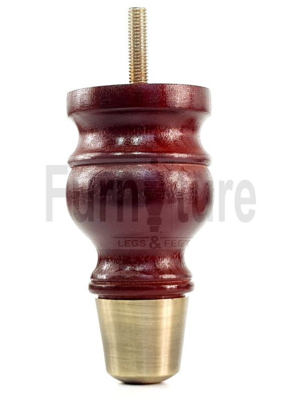 4x Turned Wooden Furniture Leg Brass Slipper Cup Sofa, Chair Feet 110mm High M8 - Image 5