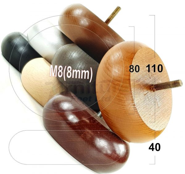 4x WOOD FURNITURE CHAIR LEGS M8(8mm) REPLACEMENT SOFA / SETTEE FEET 40mm HIGH - Image 8