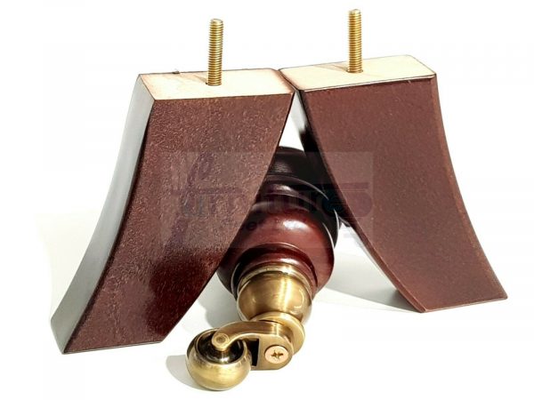 4x WOOD MAHOGANY BRASS CASTOR FURNITURE CHAIR LEGS M8(8mm) SOFA FEET 155mm HIGH - Image 9